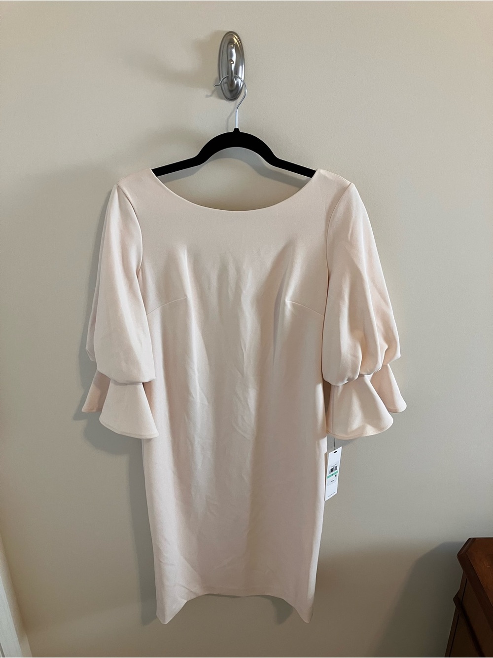 Calvin Klein Soft Cream Ruffle-Sleeve Midi Dress